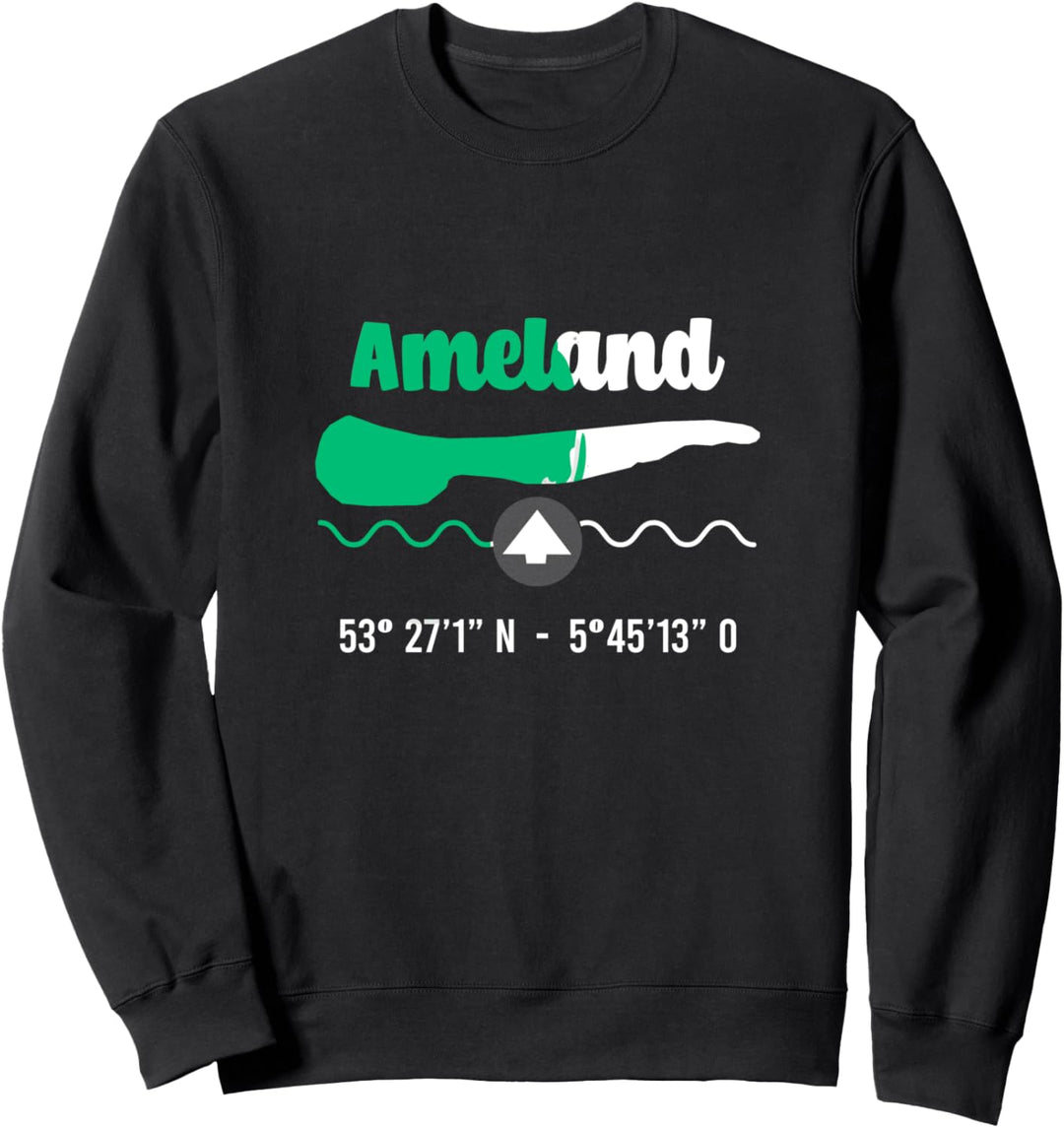 Ameland Landkarte Koordinaten Niederland Sweatshirt