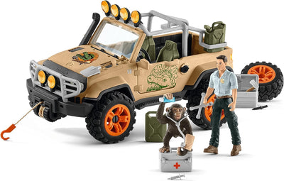 schleich 42410 Geländewagen mit Seilwinde, für Kinder ab 3+ Jahren, WILD LIFE - Spielset