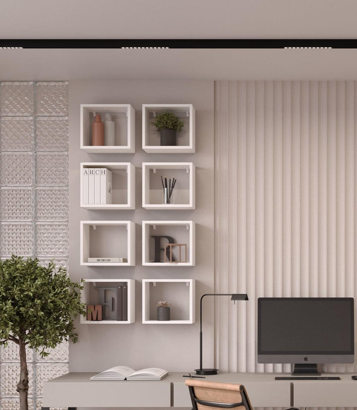 KUBUTKU Wandregal 4er Set 30x33x18 Quadratisch Hängeregal Mordern Design Wandboard für Wohnzimmer Sc