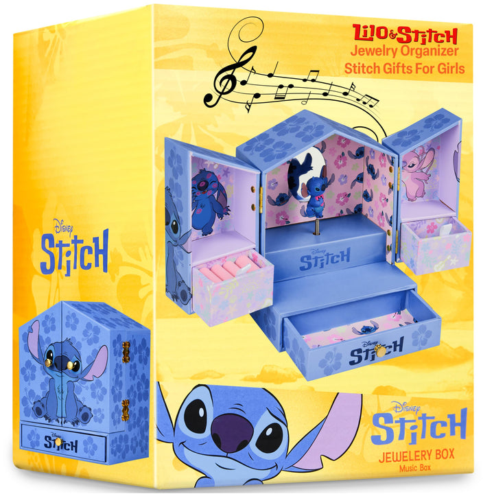 Get Trend Disney Stitch Schmuckkästchen Mädchen Musikbox für Ringe Ohrringe Halskette Geschenke für