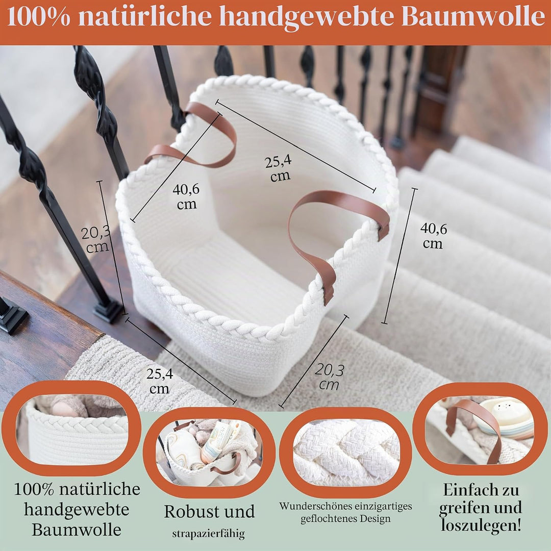 Treppenkorb für Teppich- und Holztreppen – Geschenk zum ersten Muttertag, Baumwollseil-Treppe mit Gr