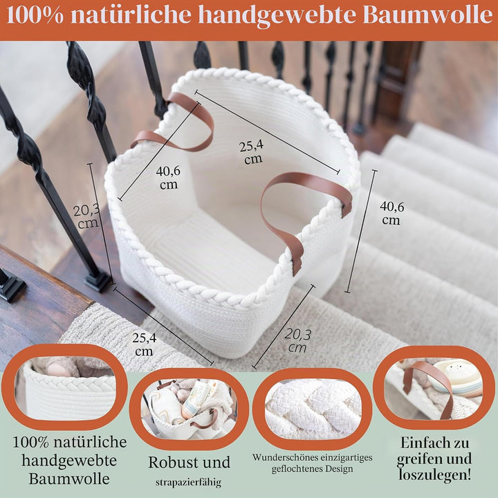 Treppenkorb für Teppich- und Holztreppen – Geschenk zum ersten Muttertag, Baumwollseil-Treppe mit Gr