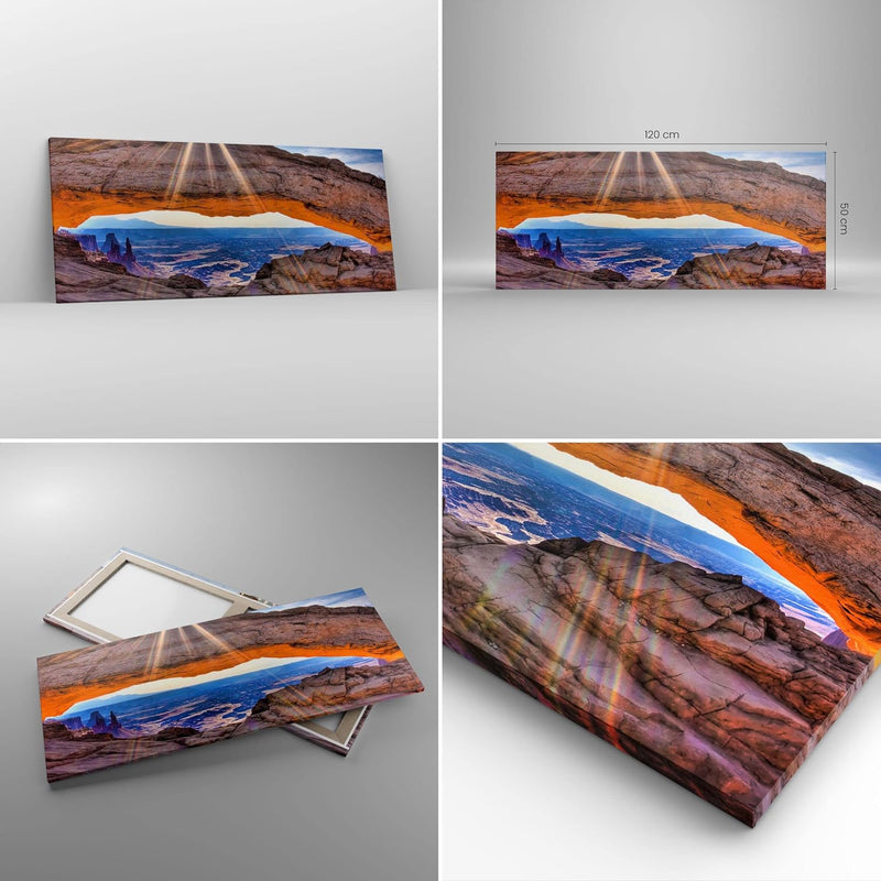 Wandbilder Dekoration Wohnzimmer Felsen Ansicht Landschaft Panorama Bilder auf Leinwand 120x50cm Lei