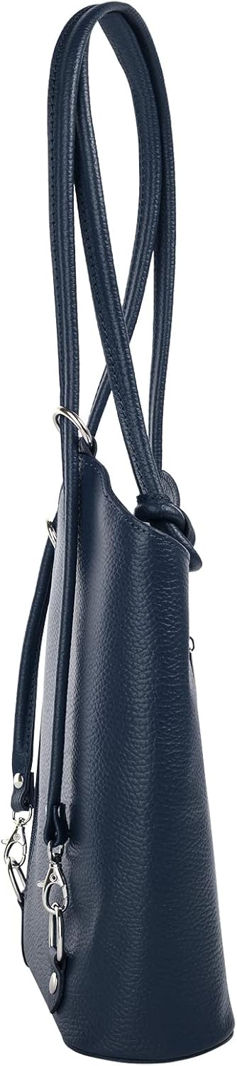 Cluty Shopper Rucksack Kombination Echt Leder Damen - 016715 Blau, Blau