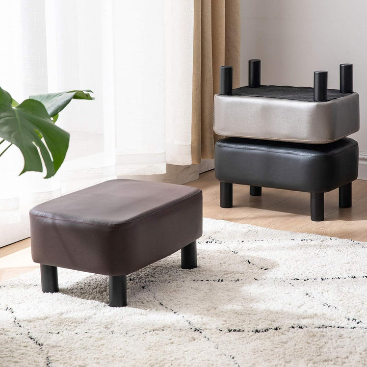 IBUYKE Hölzerner Sitzhocker Rechteckiger, Sitzhocker, Fussablage, Pouf Sitzpuff, Fusshocker mit Holz