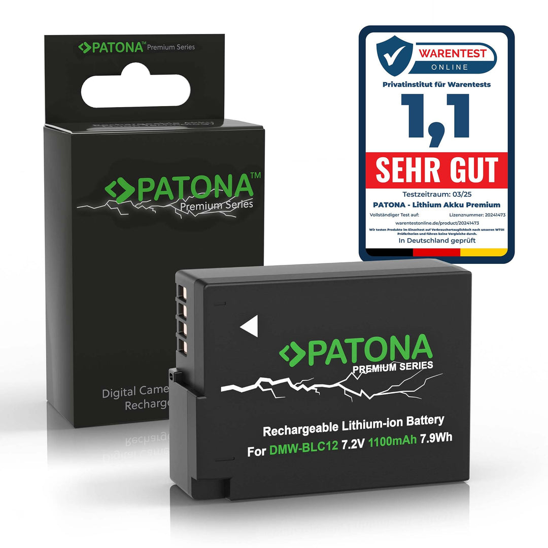 PATONA Premium Ersatz für Akku Panasonic DMW BLC12 E (echte 1100mAh) Lumix DC FZ1000 II G91 DMC GX8