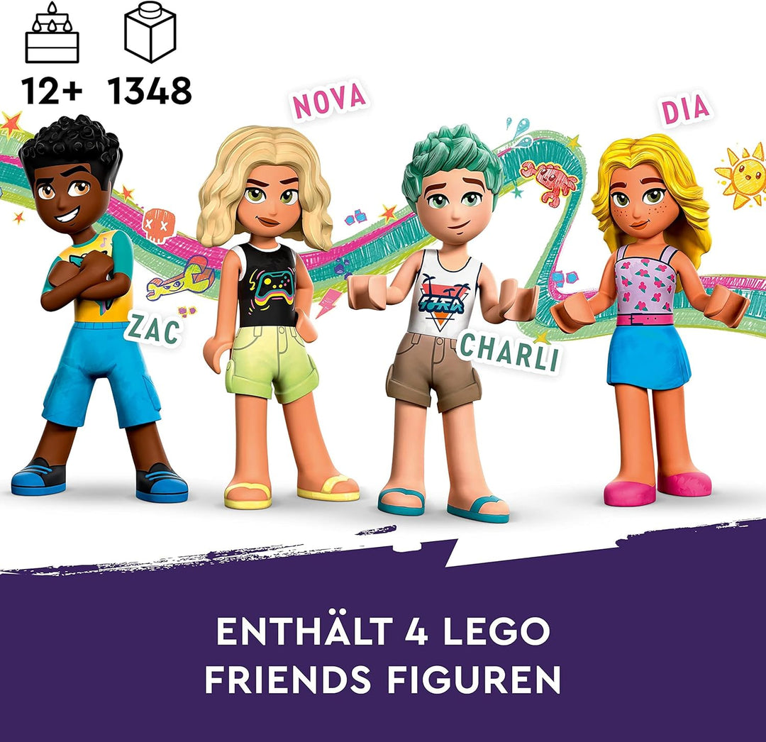 LEGO 41737 Friends Strand-Erlebnispark, Kirmes-Set mit Technic-Elementen, Delfin, Schildkröte und Se