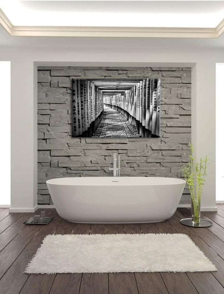 Pixxprint Japanischer Tempel als Leinwandbild/Grösse: 100x70 / Wandbild/Kunstdruck/fertig bespannt,