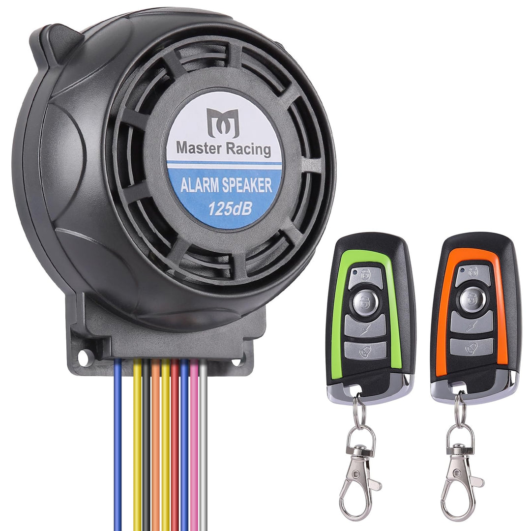 Rupse Motorrad Alarm 125dB, Motorrad Alarmanlage mit Start und Stoppfunktion, 2 Fernbedienung, draht