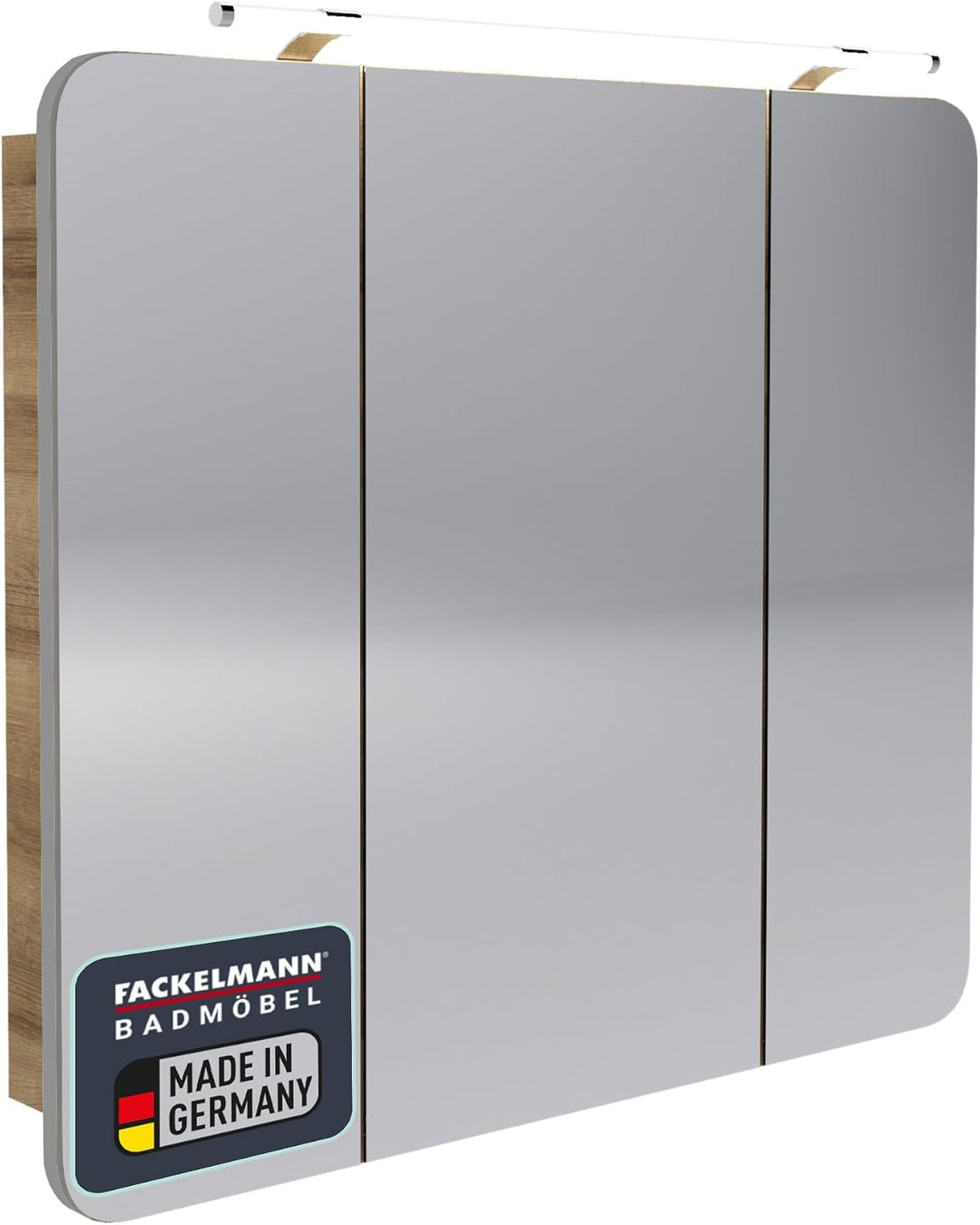 FACKELMANN Milano Spiegelschrank mit LED-Beleuchtung – Alibertschrank 3-türig fürs Badezimmer (90 cm