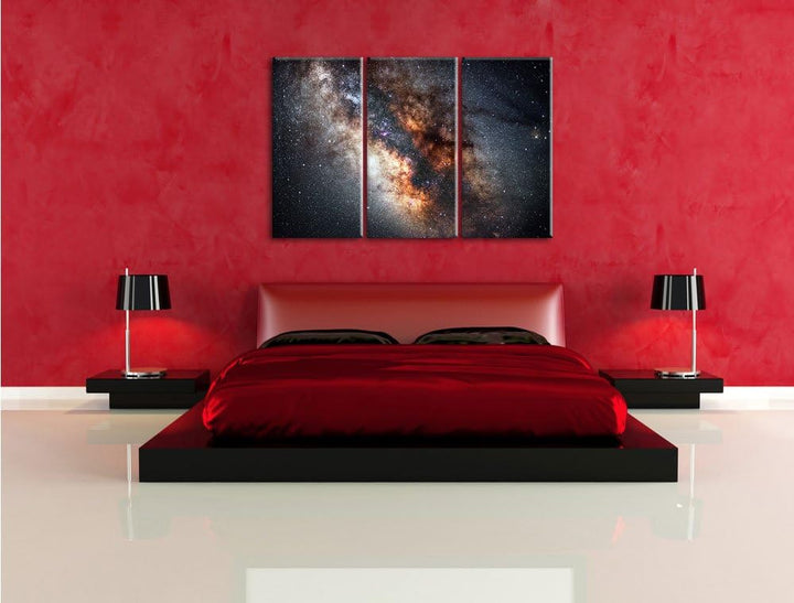 Pixxprint Zentrum der Milchstrasse 3-Teiler Leinwandbild 120x80 Bild auf Leinwand