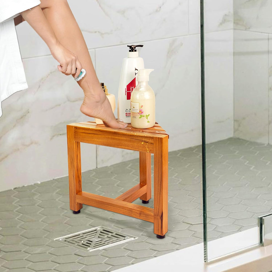 Duschhocker aus Teakholz, moderne Holz-Duschhocker fürs Badezimmer, ideal zum Rasieren der Beine Sma