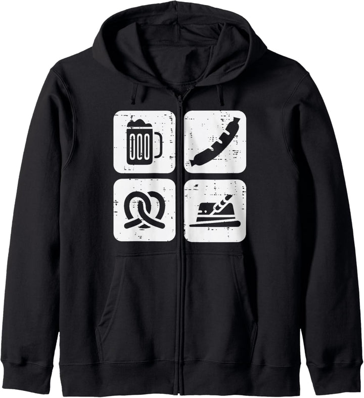 Brezel Wurst Bayerische Mütze Deutsch Oktoberfest Herren Damen Kapuzenjacke