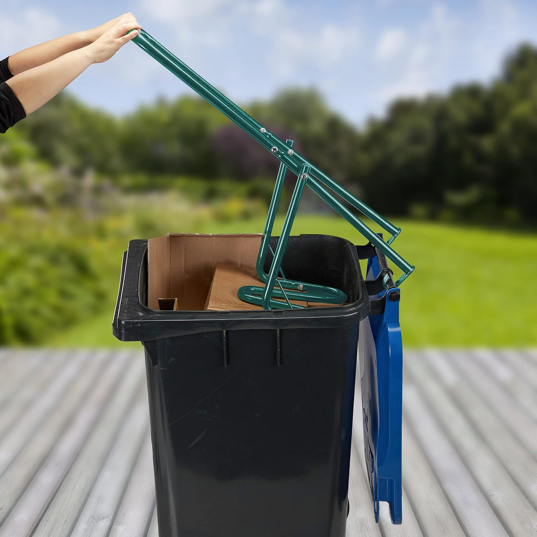Relaxdays Müllpresse für die Mülltonne, Müllverdichter Hausmüll, Restmüll, Plastik, manuelle Hausmül
