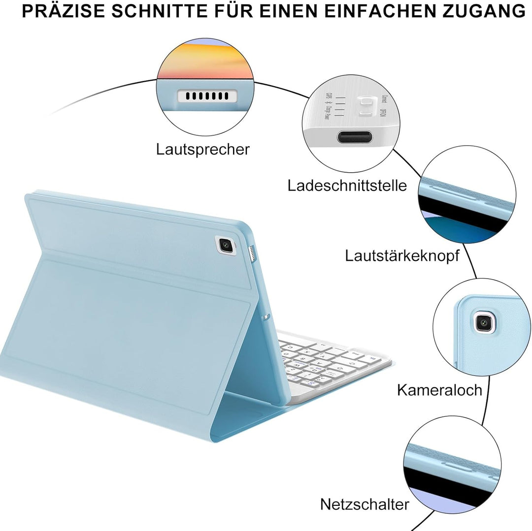 Tastatur für Samsung Galaxy Tab S6 Lite 10.4" 2024/2022/2020, Hülle mit Tastatur für Samsung Tab S6