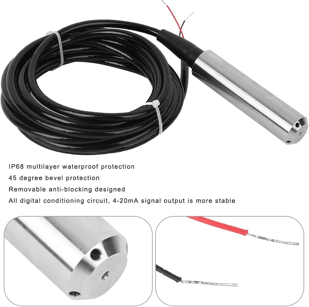 Füllstandssensor Wasser TL-136, DC 24V 4-20ma Wasserstandssensor Edelstahl Flüssigkeitsstandsensor I