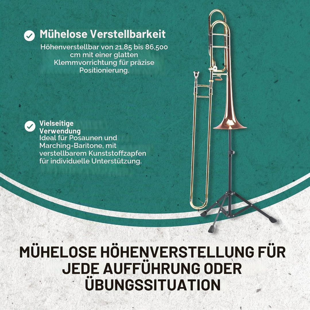 K&amp;M 149/9 Posaunen- und Basstrompetenständer Schwarz - Faltbare Konstruktion - Höhe bis 86,5 cm flex