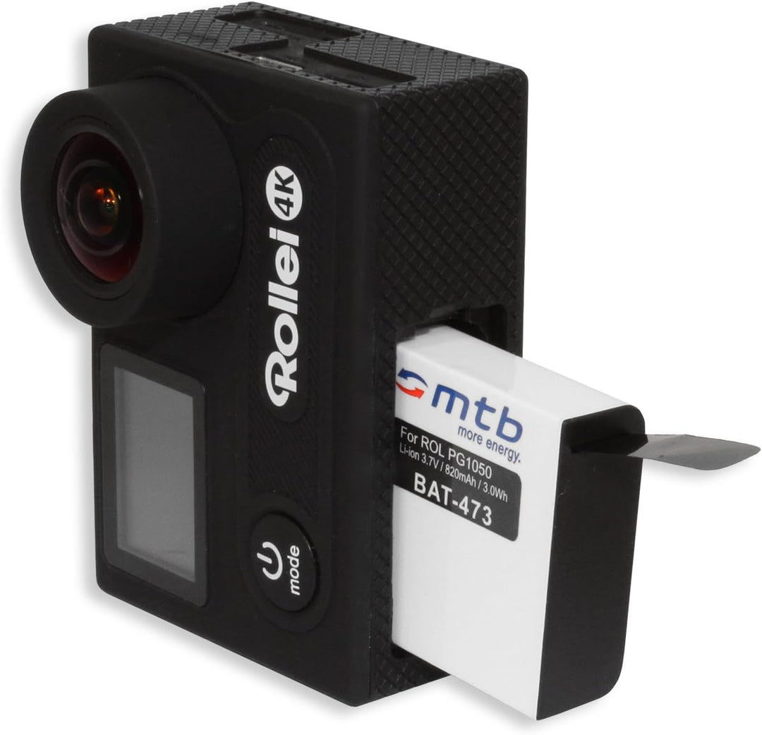 4 Akkus + Dual-Ladegerät (USB) für Rollei Actioncam 430 (4k Full HD WiFi) - inkl. Micro-USB-Kabel