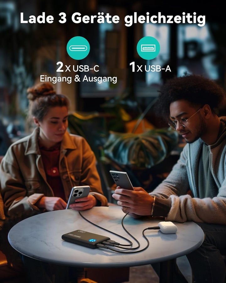 INIU Power Bank, 22,5W Powerbank Klein Aber Stark 10000mAh (USB C In & Out), PD3.0 QC4.0 Externe Han