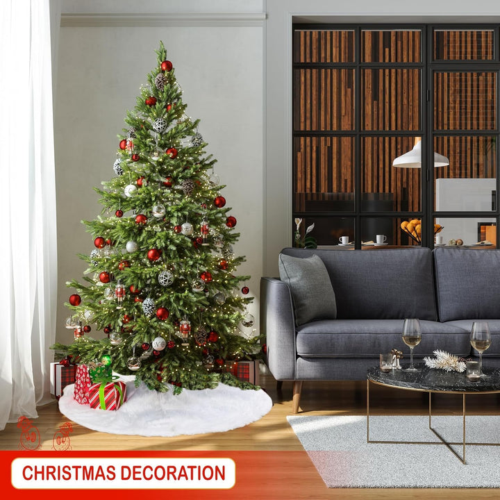 Weihnachtsbaum Decke,90cm Weihnachtsbaum Rock,Runde Form Christbaumständer Teppich,Weiss Plüsch Chri