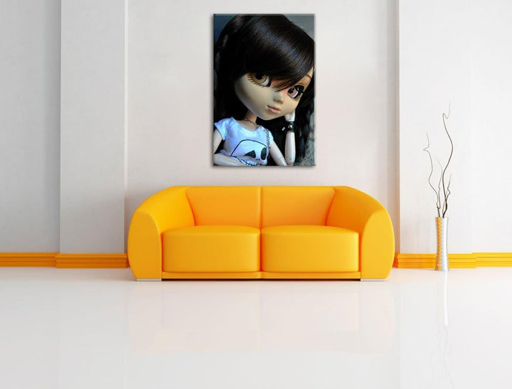 Pullip-Püppchen Scarlett Leinwand, XXL riesige Bilder fertig gerahmt mit Keilrahmen, Kunstdruck auf