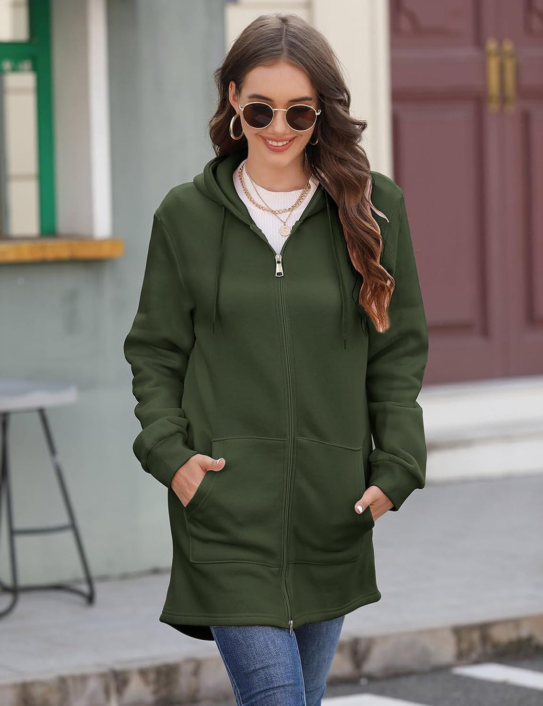 CMTOP Damen Sweatjacke Hoodie Kapuzenpullover mit Zipper Sweatshirt Jacke Langarm Pullover Kapuzenpu
