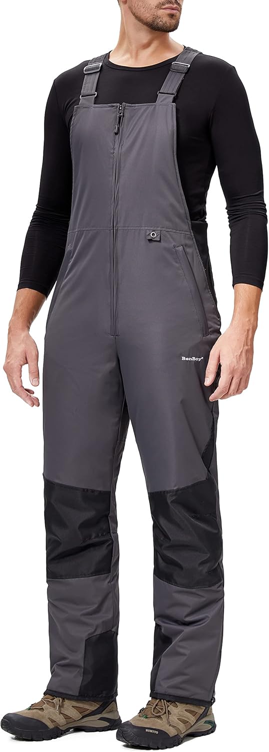 DAFENP Herren Skihose Latzhose Wasserdicht Schneehose Softshellhose Winter Warm Gefüttert Snowboardh