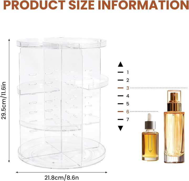 360° Drehbarer Make-up-Organizer Plastik Transparent Zerlegbar, Schminktisch Aufbewahrung für Lippen