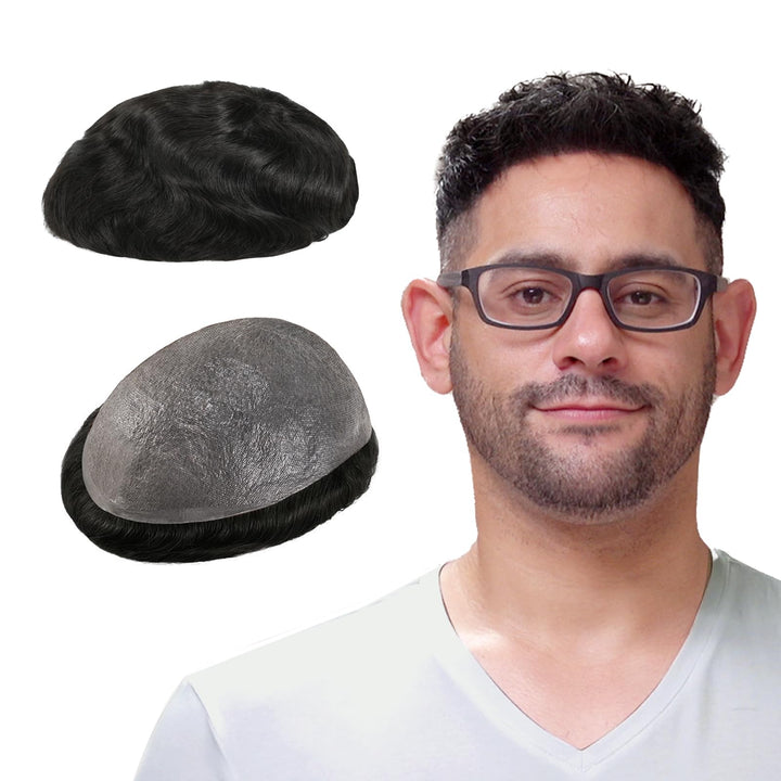 Lordhair Toupet Echthaar Männer,Perücke Männer,0,03 mm Dünne Leder Basis 20 * 25 CM Leichtes Haarers