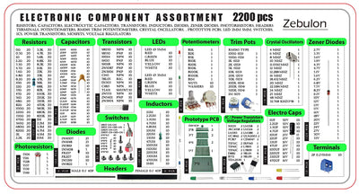 Elektronische Komponenten Sortiment Box, Widerstand, Kondensator, Drossel, IC, Diode, Transistor, Pl