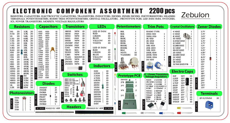 Elektronische Komponenten Sortiment Box, Widerstand, Kondensator, Drossel, IC, Diode, Transistor, Pl