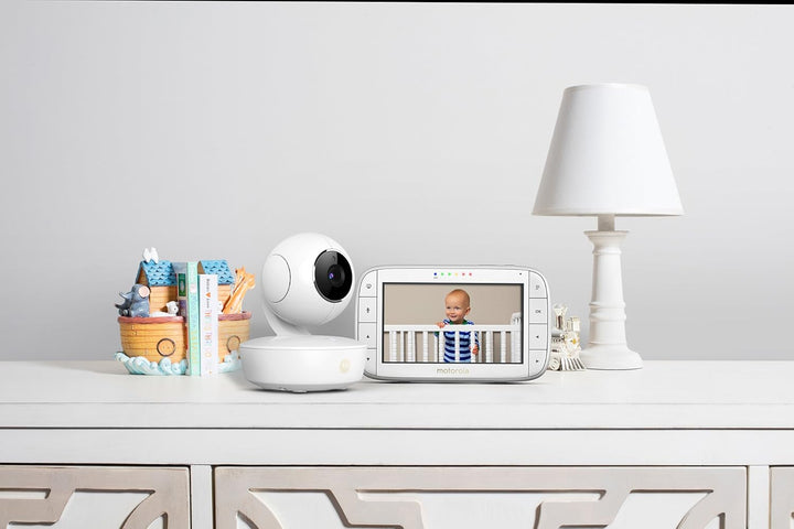 Motorola Baby MBP 50 Video-Babyphone mit Schwenk-, Neige-und Zoomfunktion, 5,0 Zoll Farbdisplay, Nac