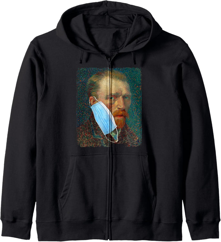 Lustige Van Gogh Meme trägt eine soziale Distanzierung Kapuzenjacke