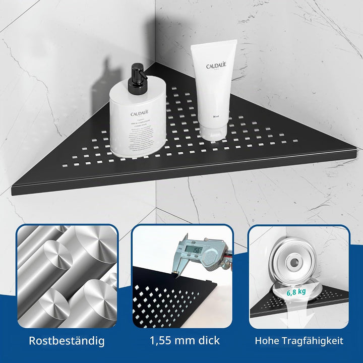Neodrain Duschablage Edelstahl Eck-Duschregal Schwarze Duschkorb Einbauregal für Badezimmer Aufbewah