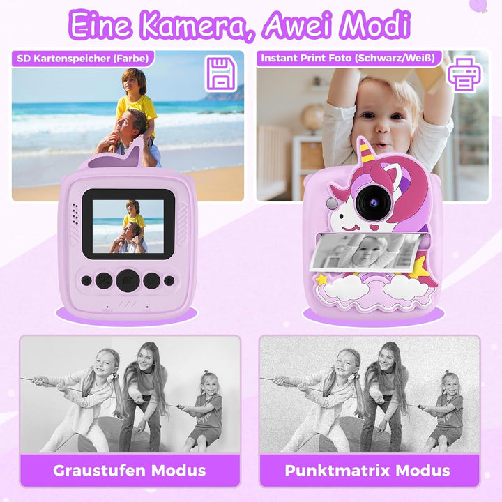 Kinderkamera Sofortbildkamera, 1080P HD 48MP Sofortbildkamera Kinder, Digitalkamera Kinder mit 32GB