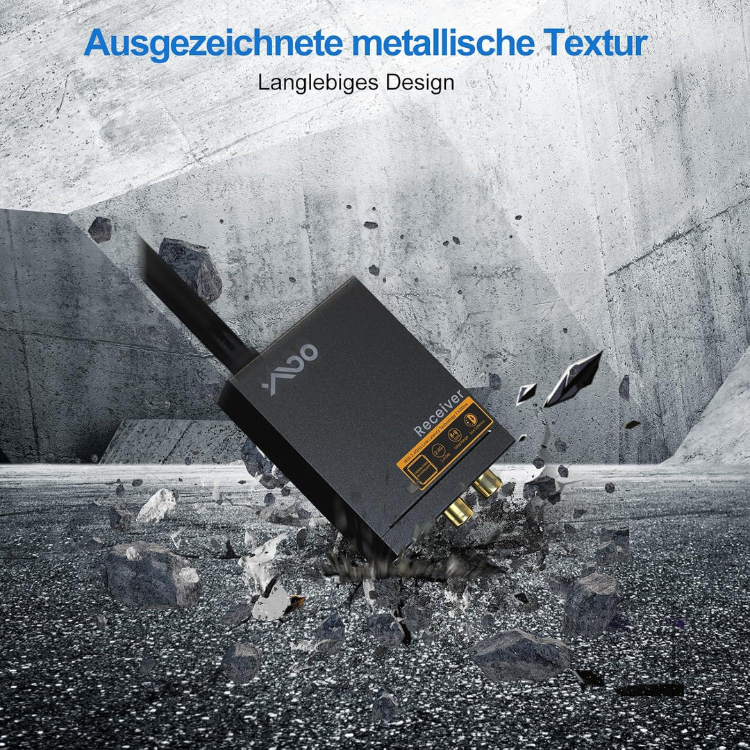 YMOO 2,4GHz Audio funkübertragung Sender Empfänger Kit, Cinch 3.5mm Klinke Audio Adapter, 20ms niedr