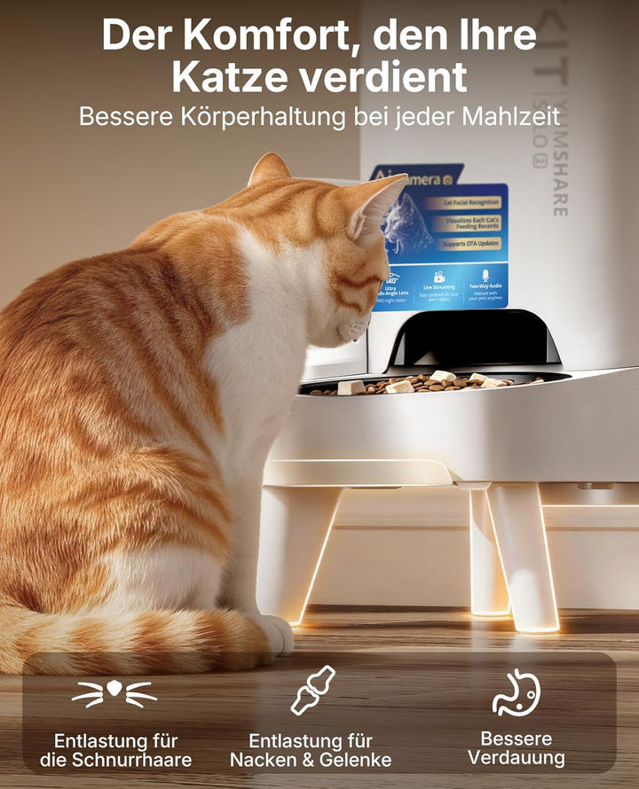 PETKIT YumShare Solo 2 Futterautomat Mit Kamera, Gesichtserkennung für Mehrere Katzen,KI Futterautom