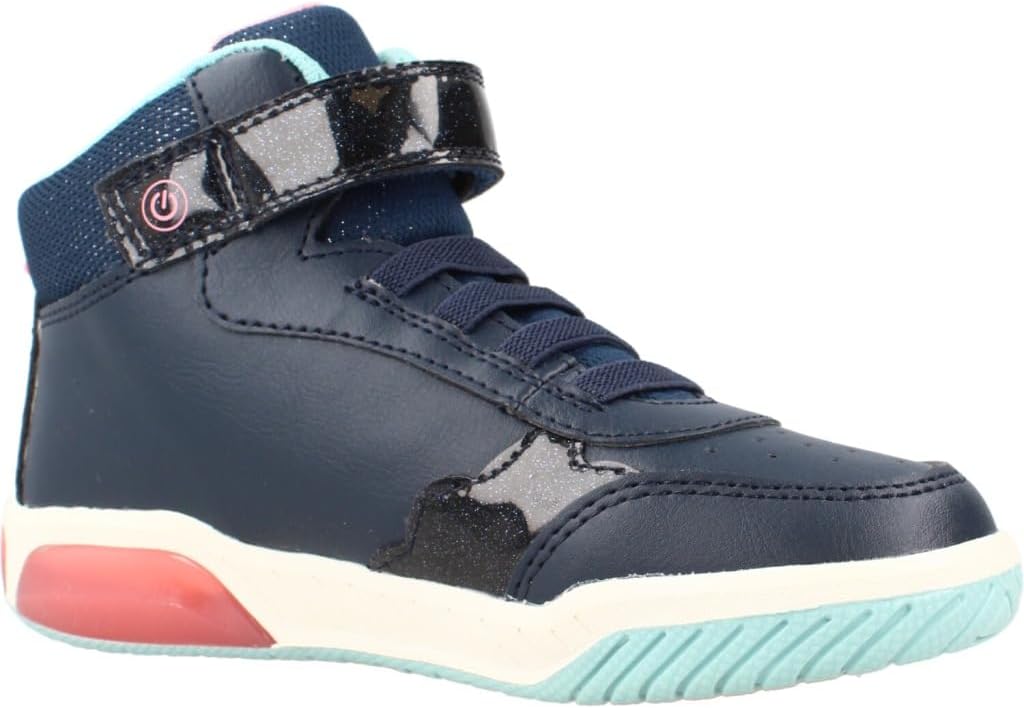 Geox Mädchen J Inek GirlSneaker 25 EU Navy Watersea, 25 EU Navy Watersea