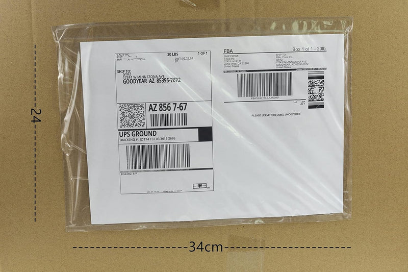 100PCS(240x340mm) FBA Transparente Versandtaschen aus Folie für Lieferscheine, Rechnungen Liefersche