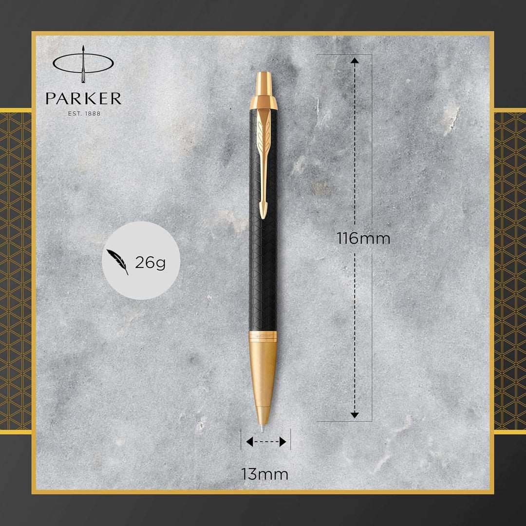 Parker IM Kugelschreiber , Premium Black , Mittlere Spitze , Blau , Geschenkbox Kugelschreiber Premi