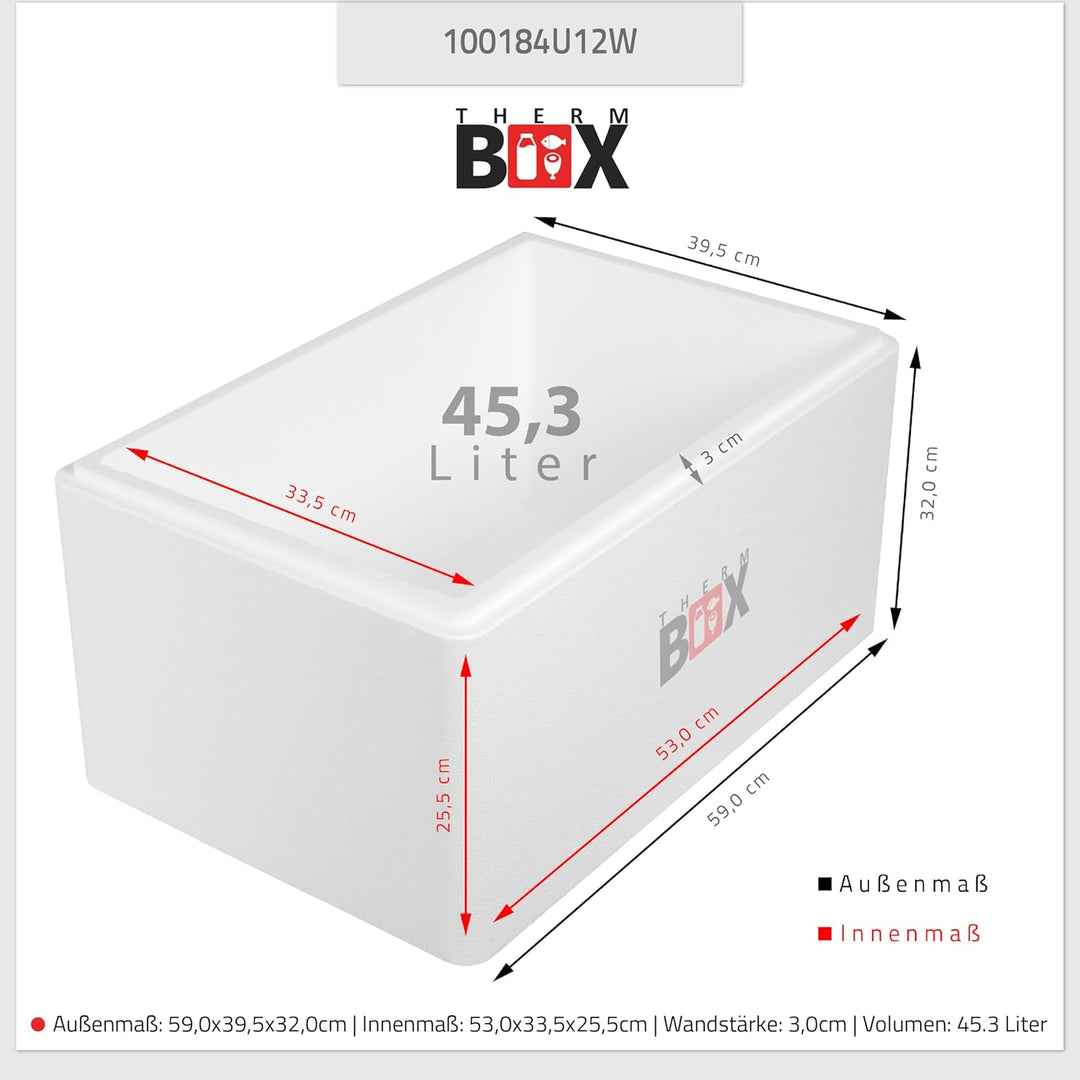 THERM BOX Styroporbox 37L bis 83L Verschiedene Grössen Isolierbox Thermobox Kühlbox Warmhaltebox Wie