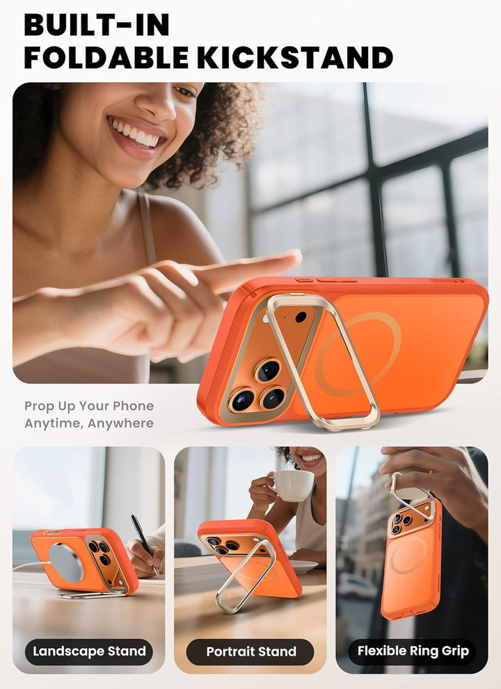 i-Blason für iPhone 17 Pro Max Hülle MagSafe mit Ständer [9H Displayschutz aus gehärtetem Glas] [Kam