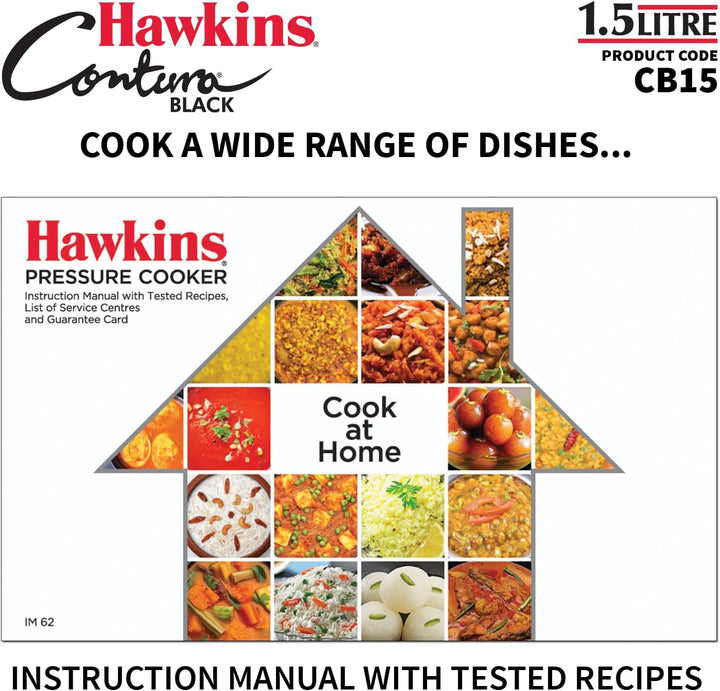 HAWKINS CB15 harteloxierter Schnellkochtopf, aluminium, 1.5 liters, Contura Schwarz 1.5-Liter, 1.5-L