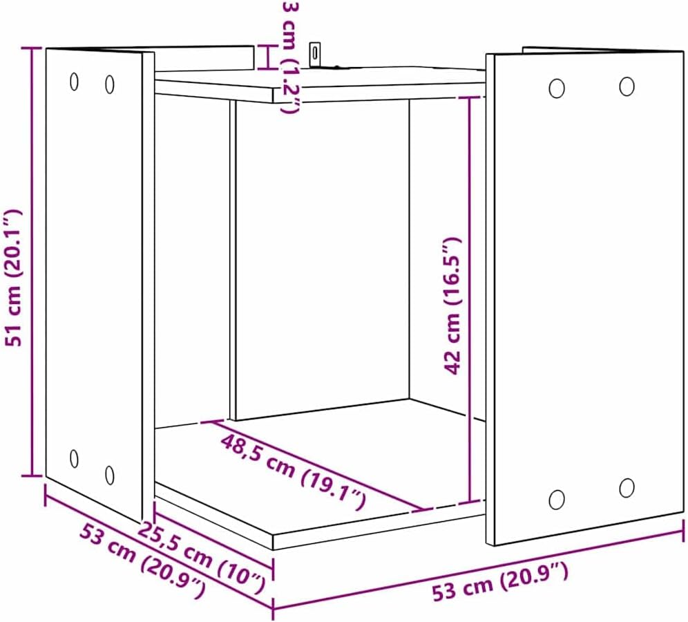 vidaXL Katzenstreu Box Umzäunung Schwarz Eichen-Optik 53 x 53 x 51 cm, Katzenmöbel für Wohnzimmer, s