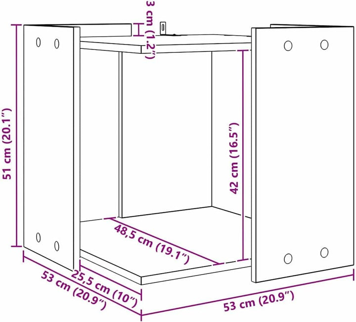 vidaXL Katzenstreu Box Umzäunung Schwarz Eichen-Optik 53 x 53 x 51 cm, Katzenmöbel für Wohnzimmer, s