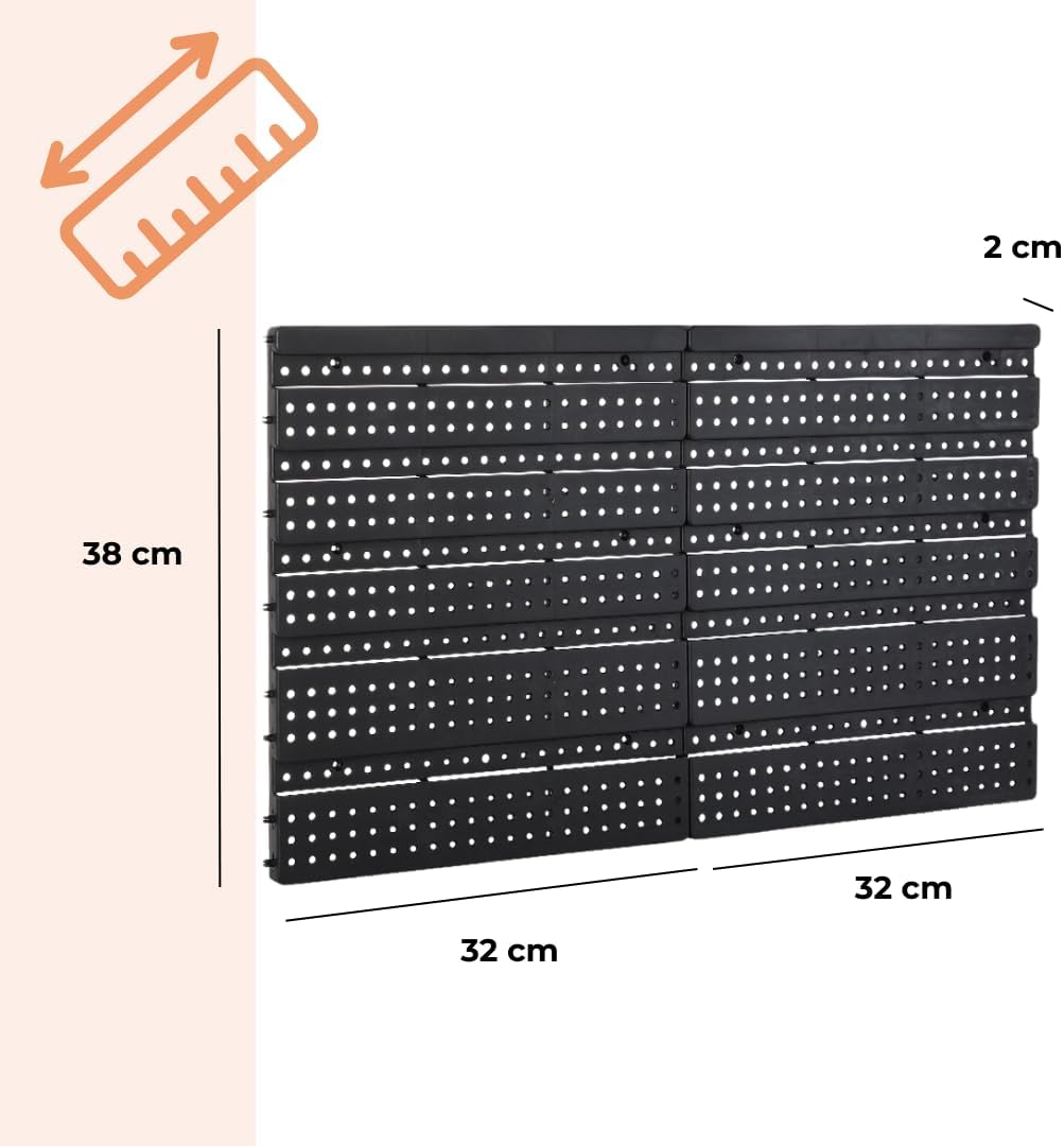 ORDER Werkstatt Wandregal-Set, 30 Stapelboxen in Rot/Schwarz, Hängeorganizer mit Sortierboxen, 64x2x