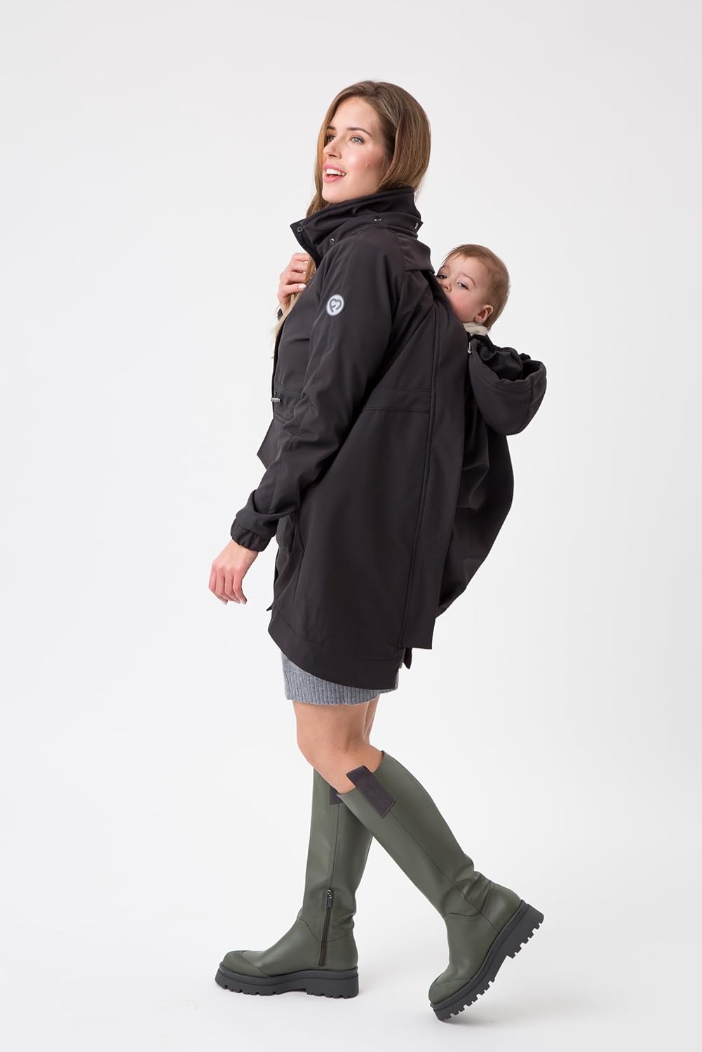 fun2bemum 5in1 PARKA Softshell Mantel,Coat,Umstandsjacke, FRONT/BACK Baby Tragejacke, Multifunktion