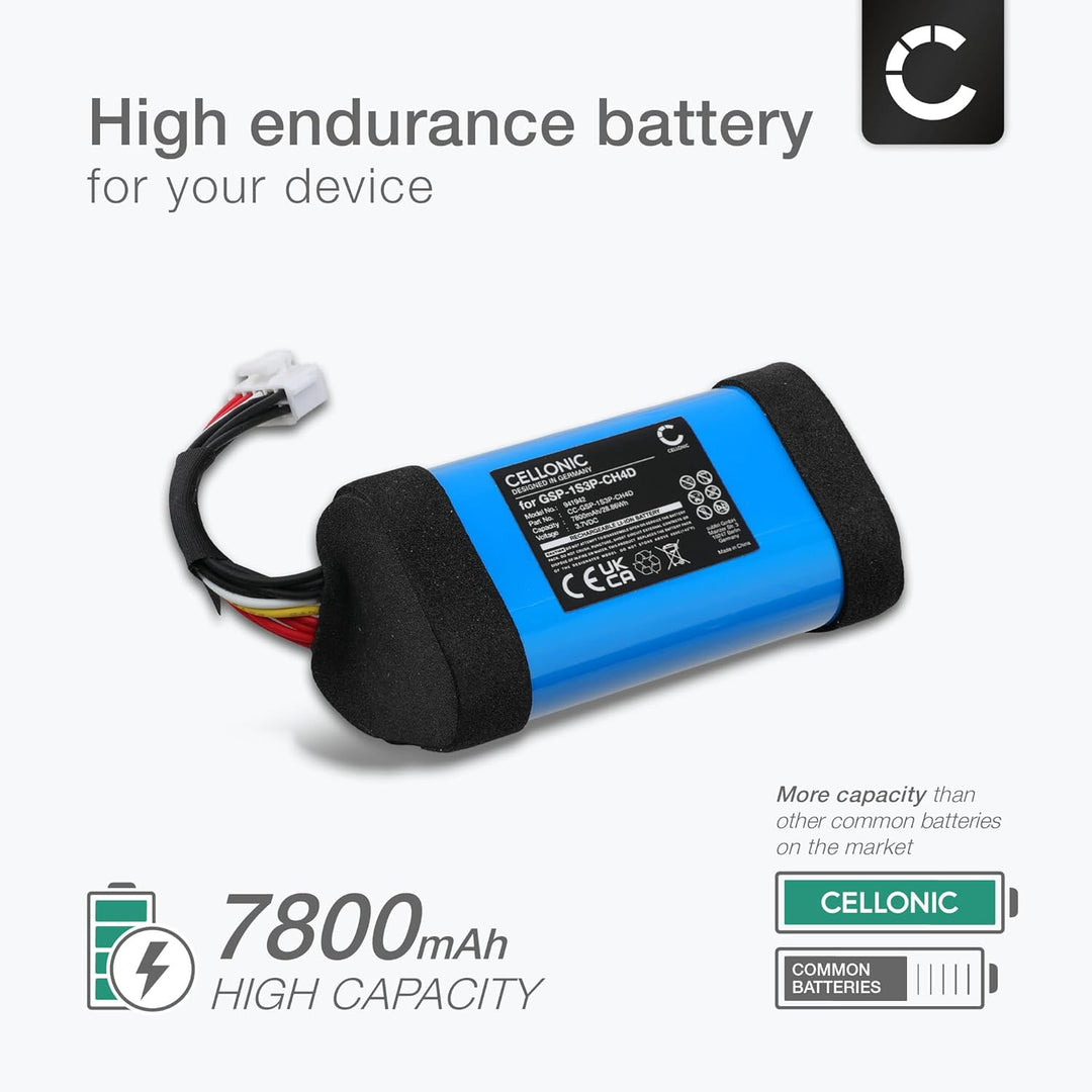 CELLONIC Akku für Lautsprecher Kompatibel mit JBL Pulse 5, GSP-1S3P-CH4D - (7800mAh, 3.7V)