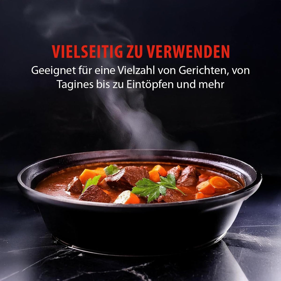 alpina Tajine Topf 2,5L - Geeignet für Induktion - Kochtopf mit Keramikdeckel Ø30cm - Robuster Dampf