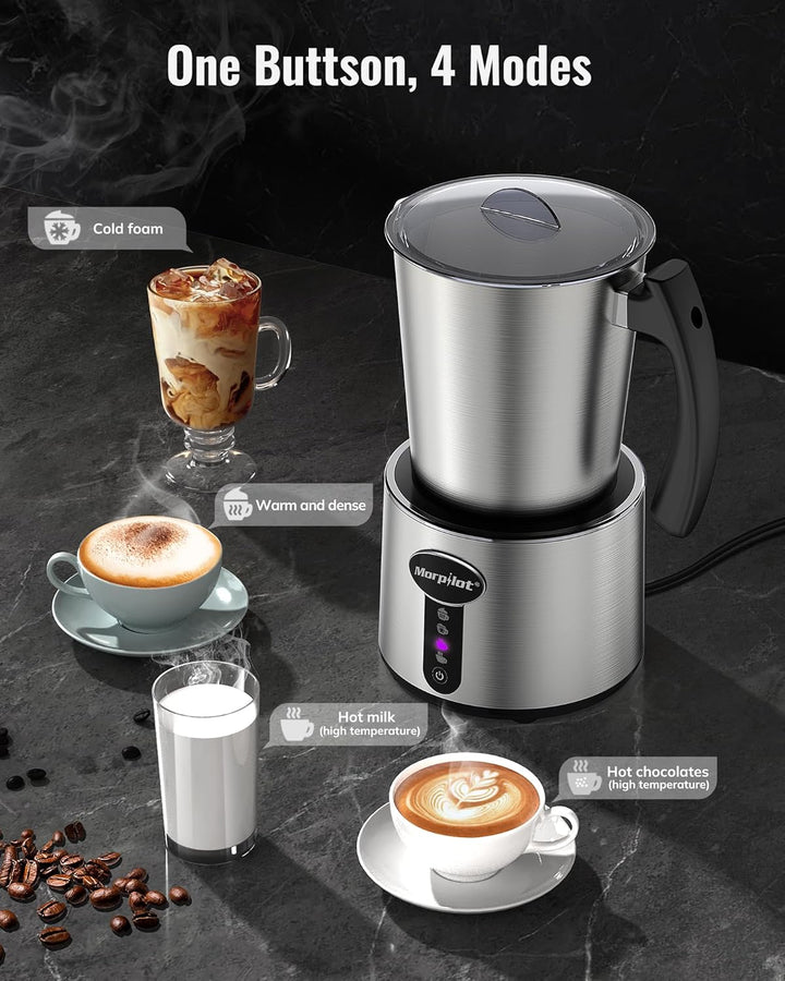 Morpilot Milchaufschäumer Elektrisch 4 in 1, 500ml Fassungsvermögen, Milchschäumer für Heisser und K